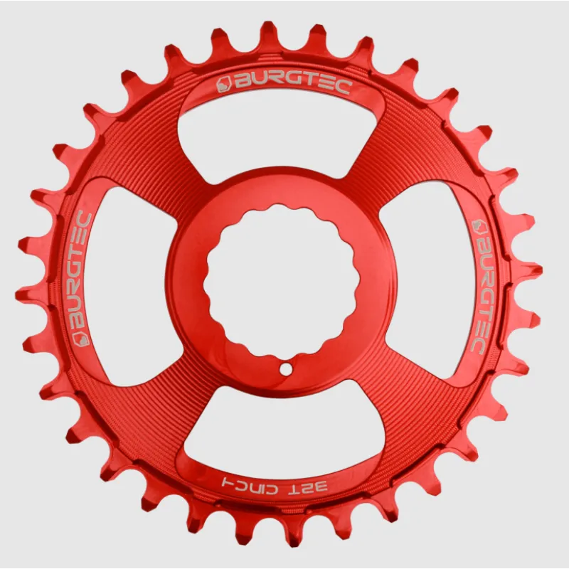Preferatul clienților Pinion față pentru bicicletă BURGTEC Cinch Thick Thin Chainring 32T ­Race Red